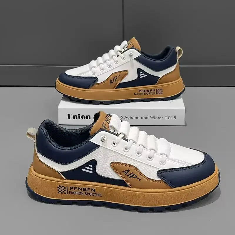 Men's Low Top Leather Sneakers - Fashionable Running & Casual Lace