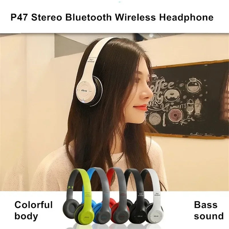 Wireless Headphones 5.0 Bluetooth Earphone Foldable Bass with Memory TF Card