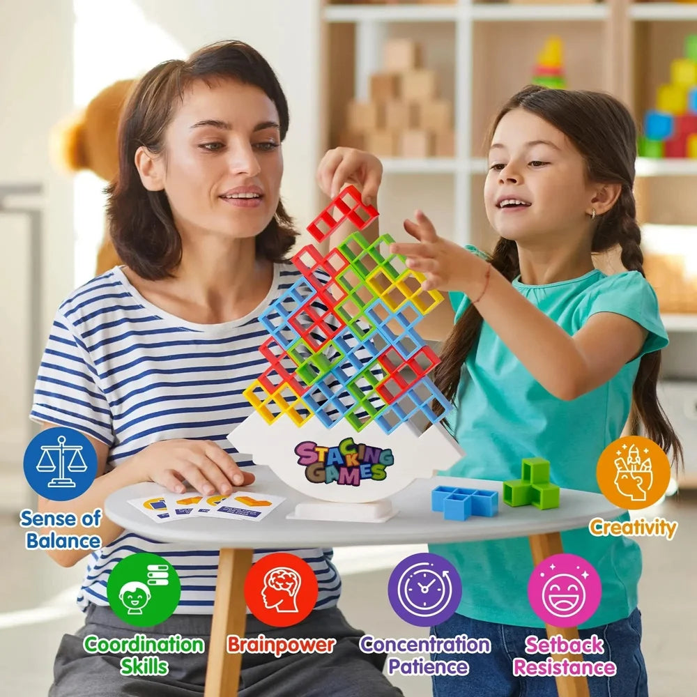 Building Block Brick Toy Balance Stacked Tetra Tower Game Swing