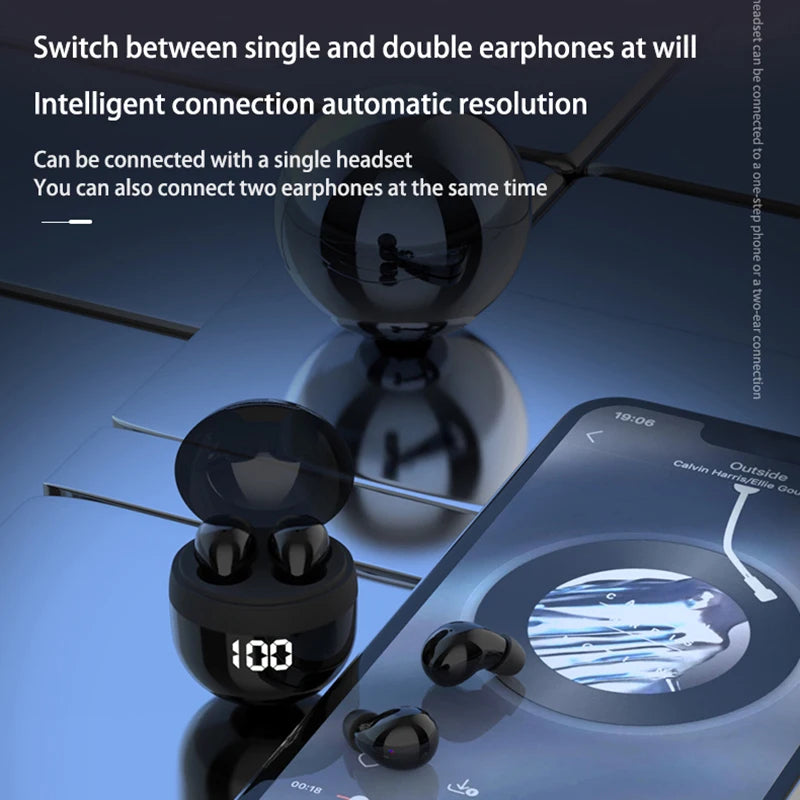 Invisible Headphones TWS Mini Earphones Wireless Bluetooth 5.3 Earbuds with Microphone Noise Reduction In-Ear Headset for Xiaomi