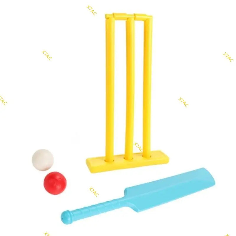X7AC Kids Cricket Set Plastic Cricket Bat with 2 Balls & Stumps Backyard Sports