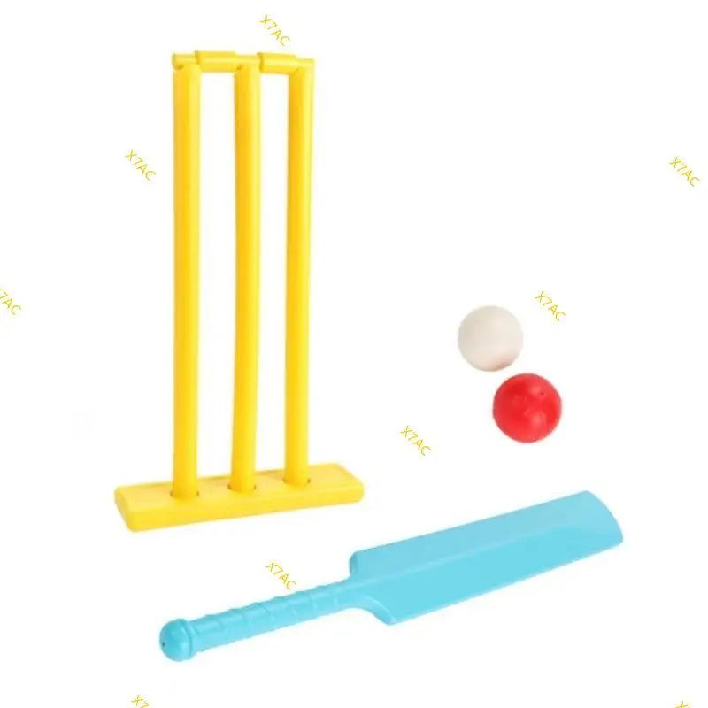 X7AC Kids Cricket Set Plastic Cricket Bat with 2 Balls & Stumps Backyard Sports