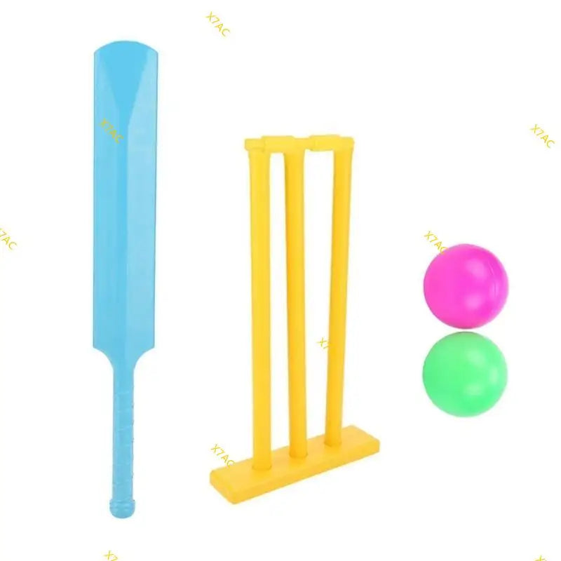 X7AC Kids Cricket Set Plastic Cricket Bat with 2 Balls & Stumps Backyard Sports