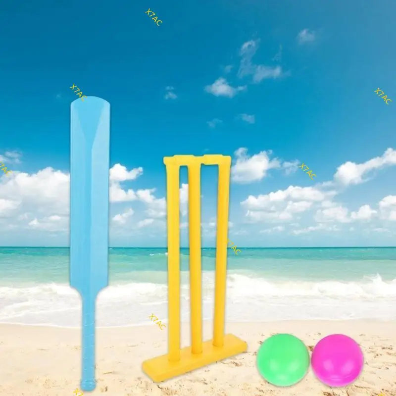 X7AC Kids Cricket Set Plastic Cricket Bat with 2 Balls & Stumps Backyard Sports