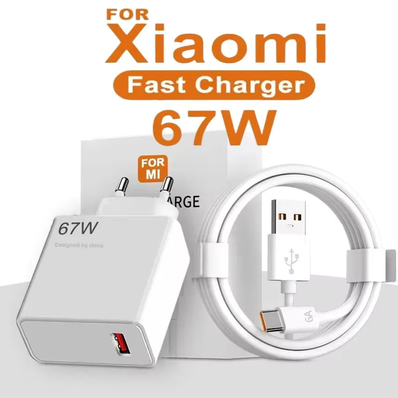 67W USB Fast Charger with Type-C Cable for Xiaomi & Redmi