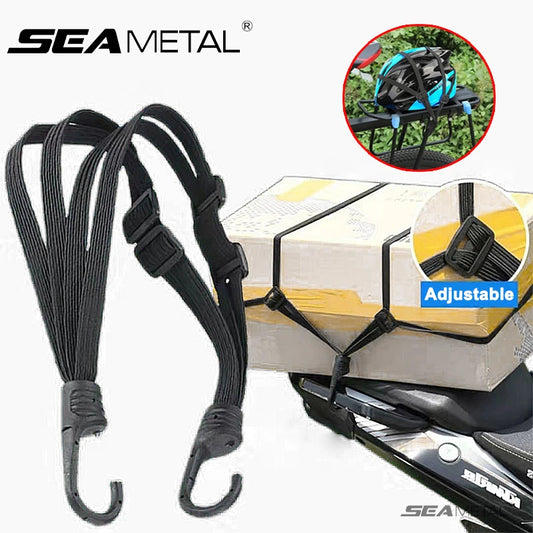 SEAMETAL 60/90CM Motorcycle Helmet Straps Hook Luggage Retractable Elastic Rope Fixed Strap Motos Helmet Luggage Net Accessories